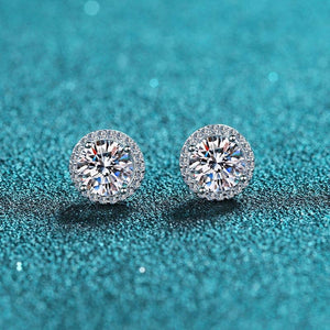 Four-Prong Moissanite Stud Earrings in 925 Sterling Silver: 2.0 ct