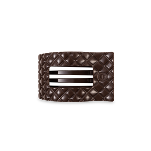 TELETIES - Flat Rectangle Hair Clip | Small | Truly Taupe Quilted