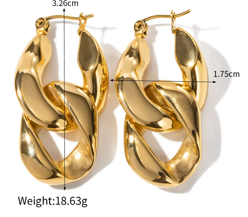 HoopLa Style - Chain Link Charm Earring 2 in 1: Gold