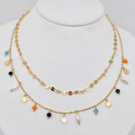 Star Pearl Charm Double Chain Necklace