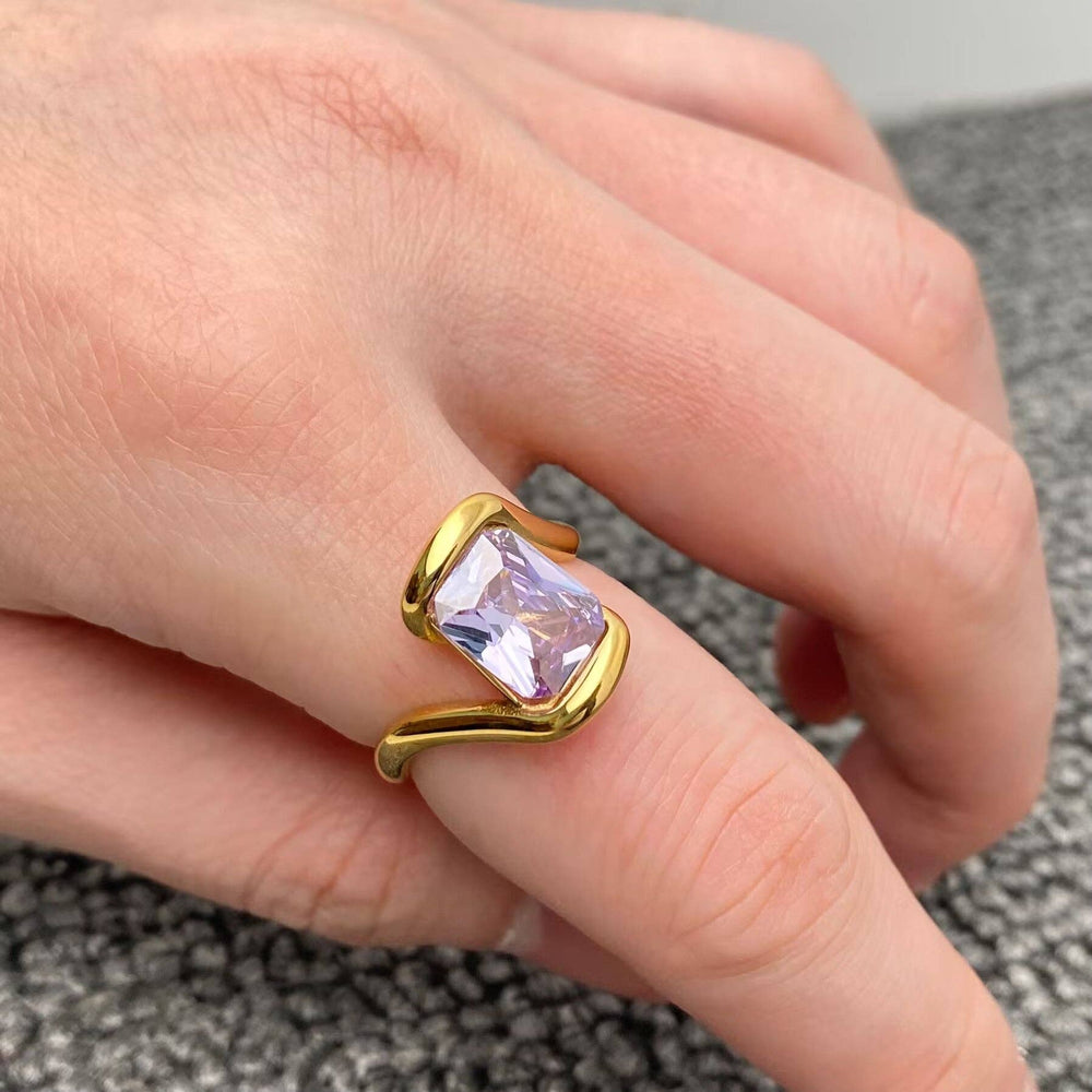 Purple Zircon 18K Gold Plated Ring