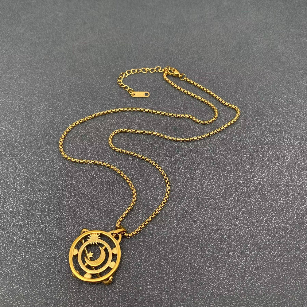 Star Moon Universe 18K Gold Plated SS Necklace