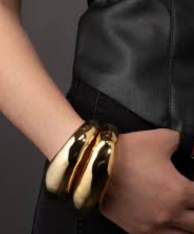 HoopLa - Editorial Hinge Bracelets 14K Gold PVD- Recycled : Yellow Gold / Wave