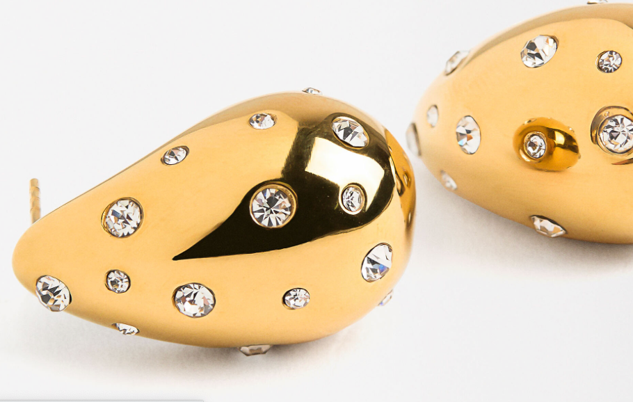 HoopLa - Icon Tear Drop-Stainless Steel and CZ: Yellow Gold