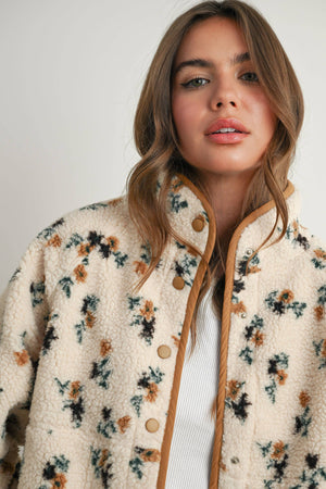 Floral Fluffy Fleece Jacket