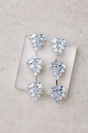 St Armands Designs of Sarasota - Silver Palm Diamond Drop Earrings