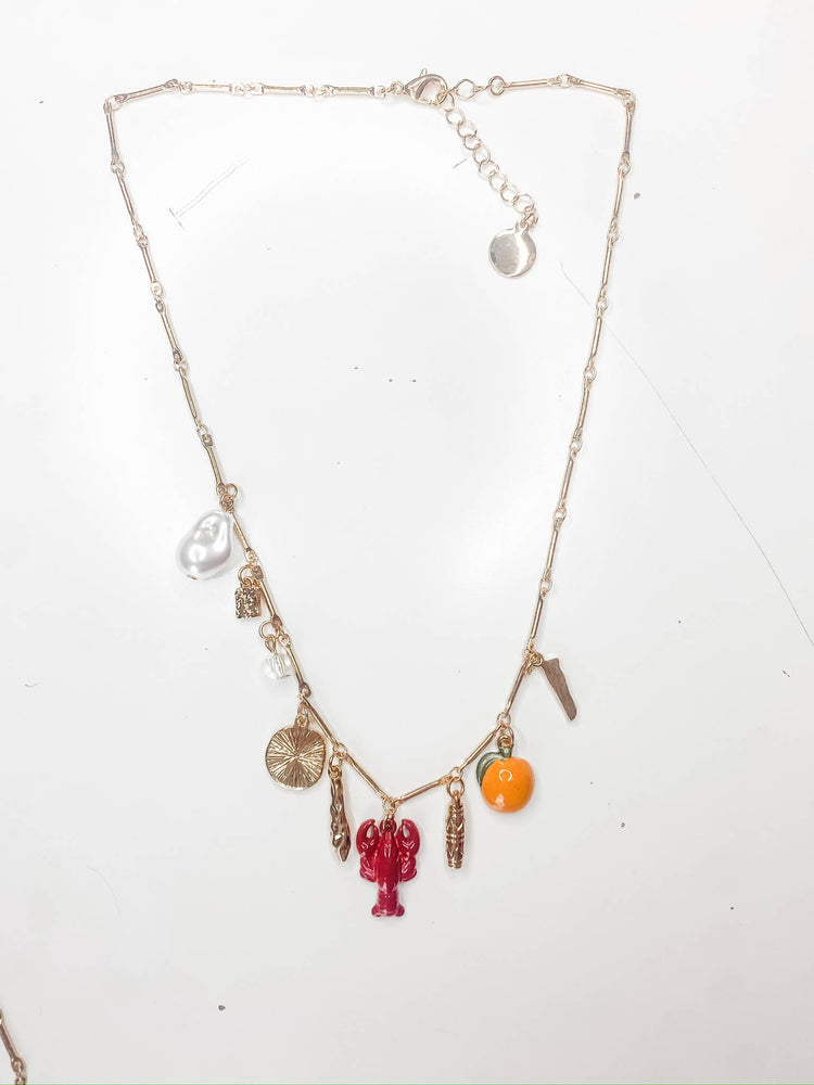 HoopLa - Sea & Sun Charm Necklace- Collection-Hand Made Chain, Charms: Blue