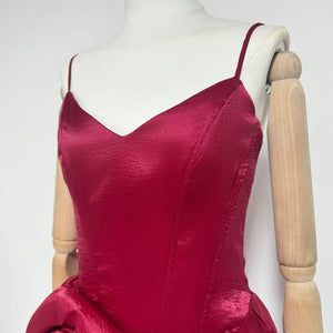Burgundy Rosette Mini Dress