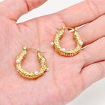 Cubic Zirconia Pearl 18K Gold Plated Hoop Earrings