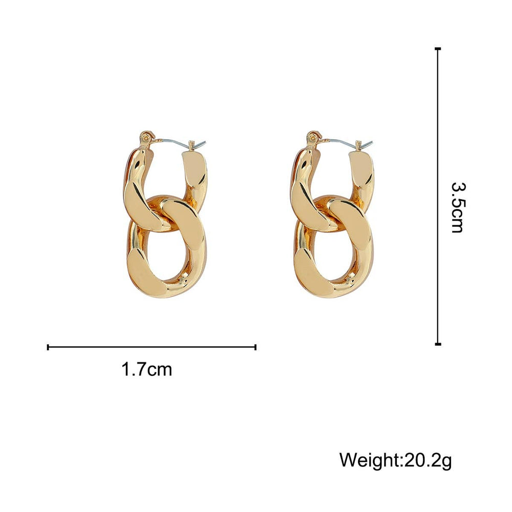 HoopLa Style - Chain Link Charm Earring 2 in 1: Gold