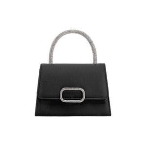 Melie Bianco - Sadie Black Satin Top Handle Bag