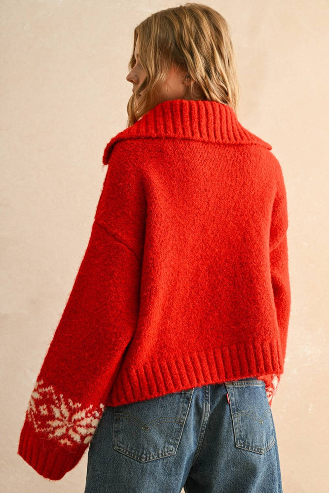 Snow Flake Red Cardigan