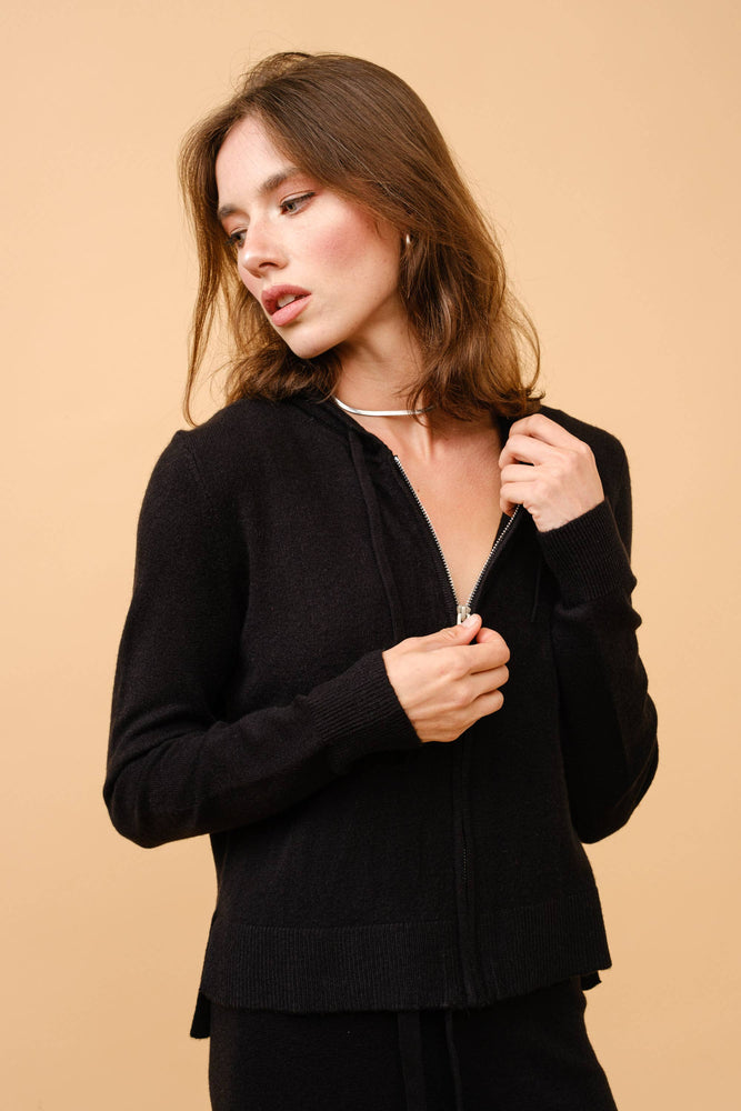 Chocolate Cashmere Hoodie Zip Up