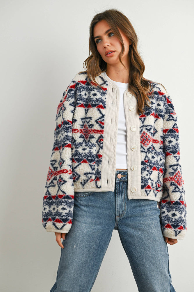 Cordoury and Fleece Long Sleeve Jacket