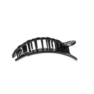 TELETIES - Flat Round Hair Clip | Medium | Jet Black Quilted
