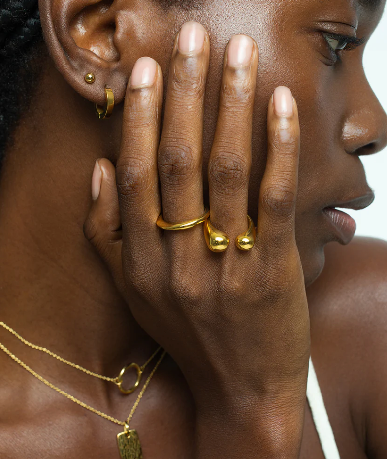 HoopLa - Wave Simple Band Ring PVD Plated- Waterproof stacking ring: Yellow Gold / 7