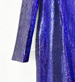 Deep Amethyst Handmade Sequin Mermaid Evening Gown with Front Slit