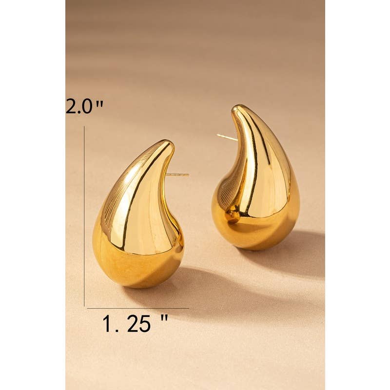 Gold Teardrop Large Earrings
