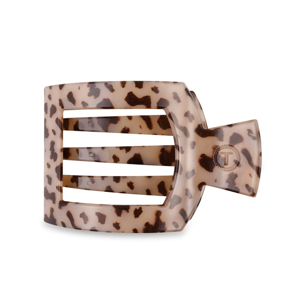 TELETIES - Square Flat Hair Clip | Large | Blonde Tortoise