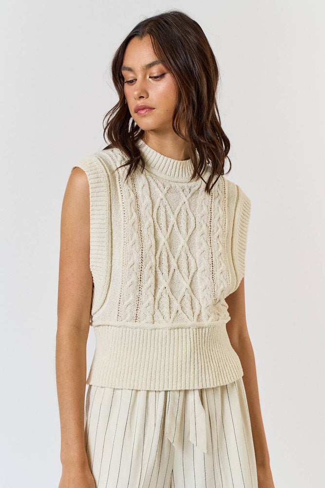 Ivory Cable Sweater Vest