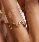 HoopLa Style - Zig Zag - Wave Stacking Steel 114K Band Ring: 7