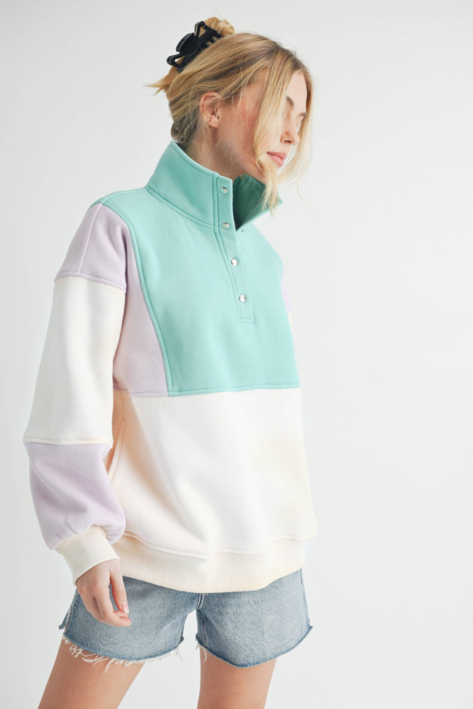 Glo Colorblock Pullover: Lilac Seafoam