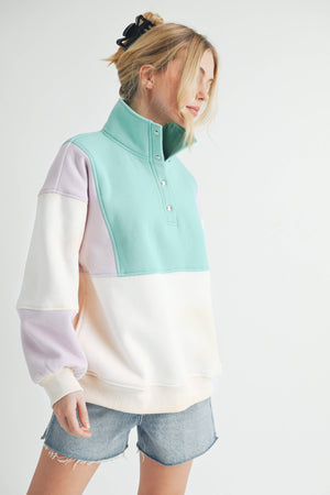 Glo Colorblock Pullover: Lilac Seafoam