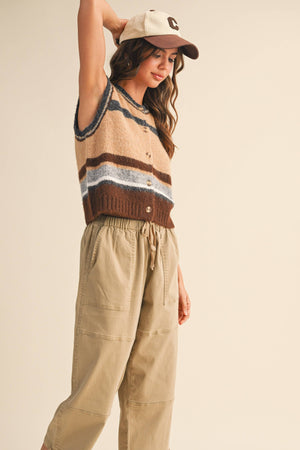 Striped Button Up Vest