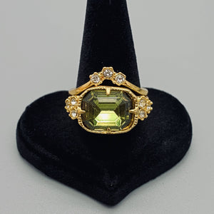 2pcs/set Women's Rhinestone Ring: Peridot
