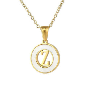 Circular Hollow Shell Initial Pendant Necklace: Q