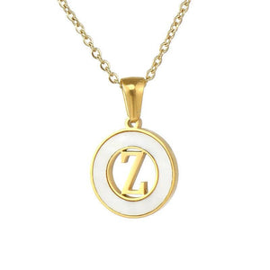 Circular Hollow Shell Initial Pendant Necklace