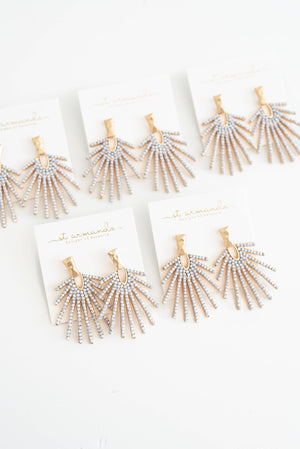 Marble Sunburst Statement Drop Earrings