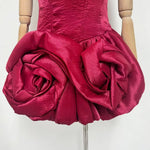 Burgundy Rosette Mini Dress