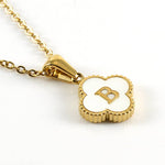 Clover Shell Initial Charm Necklace