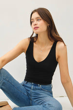 Basic V-Neck Tank: Black