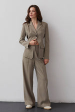 Penelope Wide-leg Trousers in Taupe