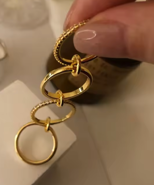 HoopLa Style - Multi Band Eternity Ring band- stacking bands: Yellow Gold / 7