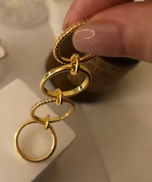 HoopLa Style - Multi Band Eternity Ring band- stacking bands: Yellow Gold / 7