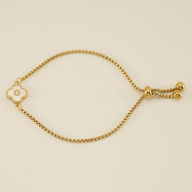 Initial Letter Four Leaf Clover Bracelet