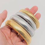 Elastic Stainless Steel Gold-plated Bangle: Silver 16mm