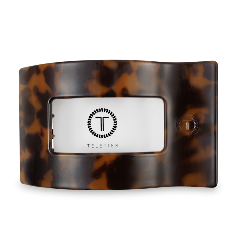 TELETIES - Flat Rectangle Hair Clip | Large | Tortoise