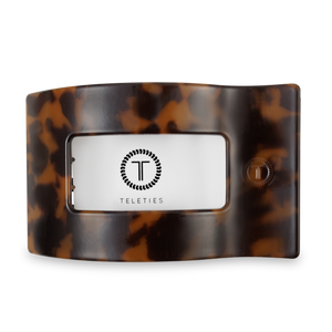 TELETIES - Flat Rectangle Hair Clip | Large | Tortoise