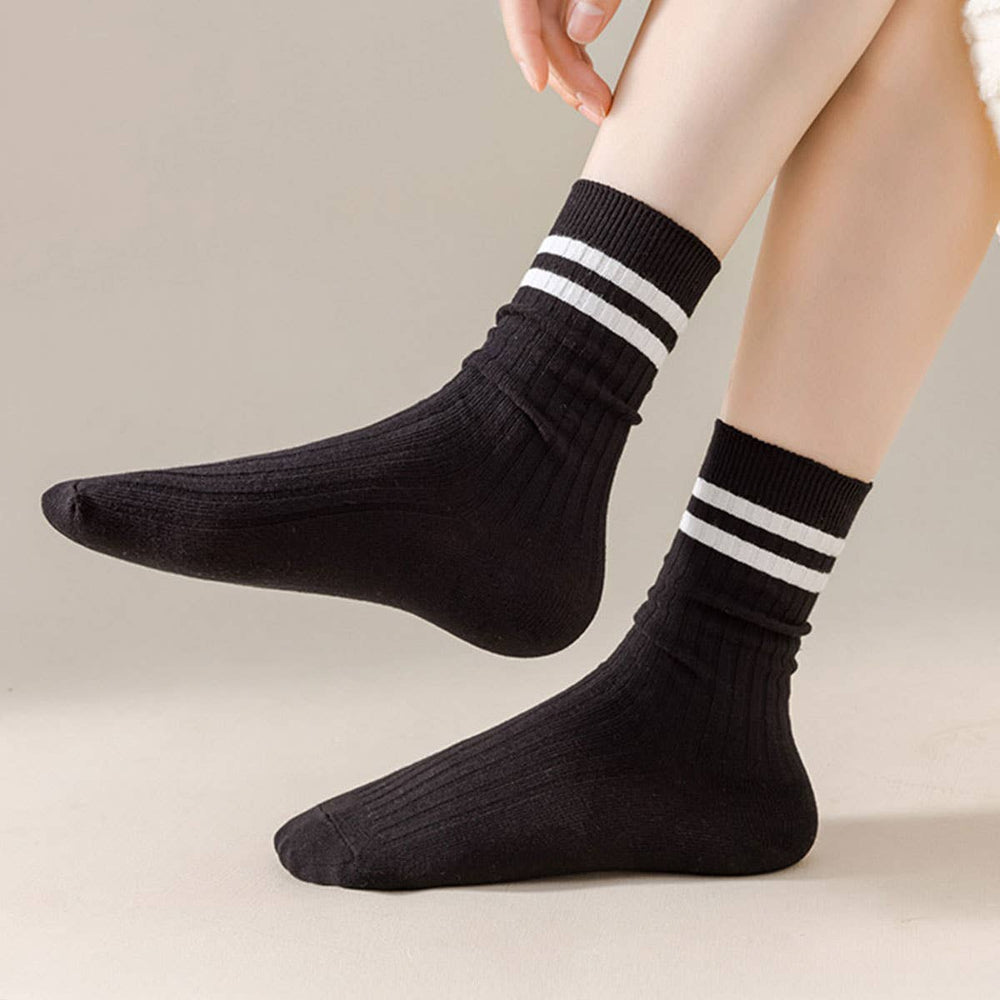Classic Two Stripes Print Crew Socks