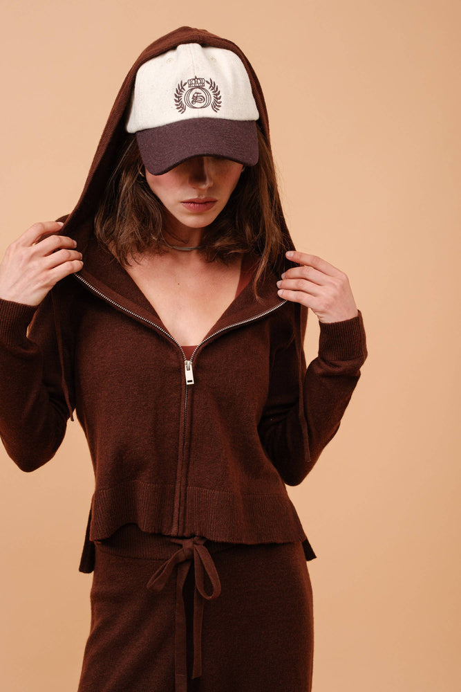 Chocolate Cashmere Hoodie Zip Up