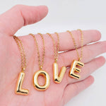 Bubble Shape Initial Pendant Necklace