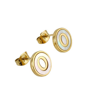 Shell Initial 18K Gold Plated Stainless Steel Ear Studs