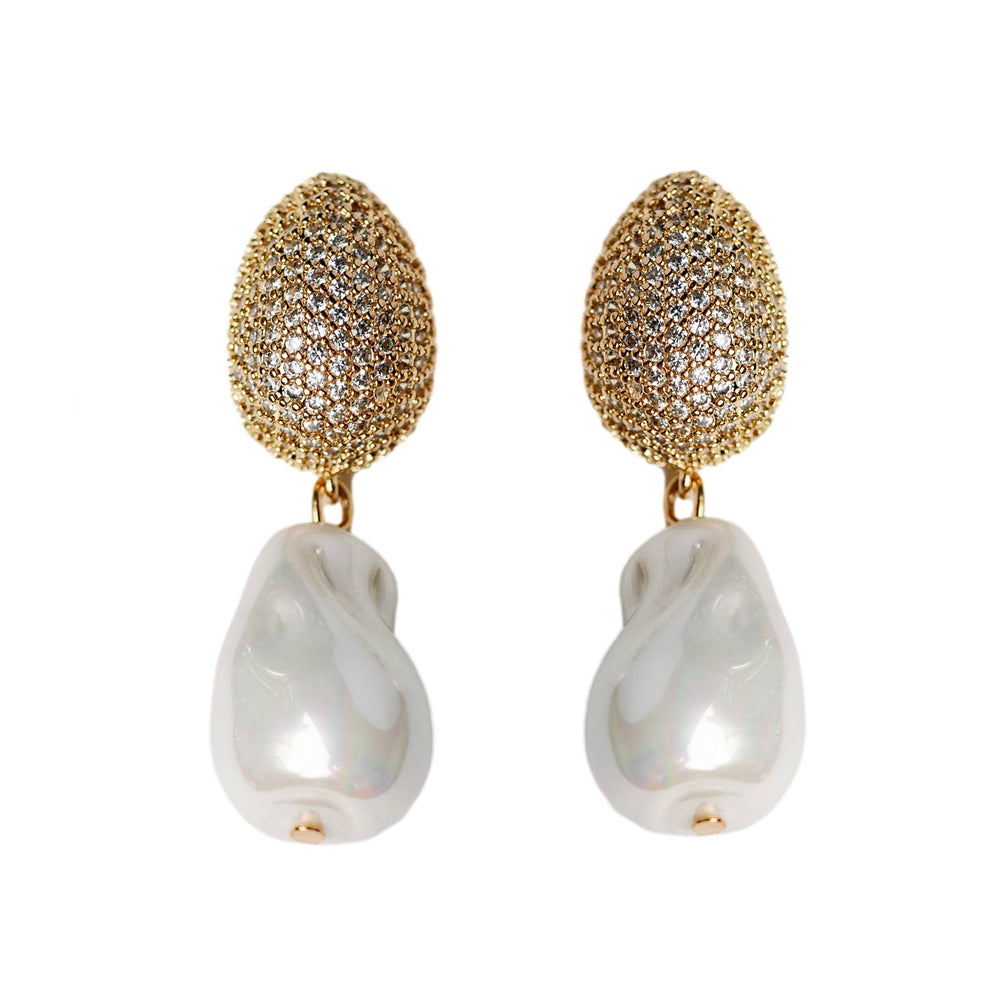 St Armands Designs of Sarasota - Sparkling Vintage Chunky Gold and Pearl Drop Earrings