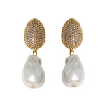 St Armands Designs of Sarasota - Sparkling Vintage Chunky Gold and Pearl Drop Earrings