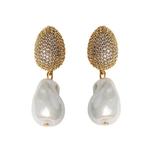 St Armands Designs of Sarasota - Sparkling Vintage Chunky Gold and Pearl Drop Earrings