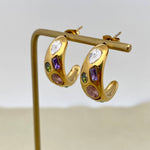 Inlaid Colored CZ 18K Gold Plated
